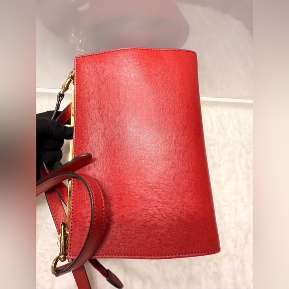 FENDI Demi Jour Red Leather Top Handle Bag - Picture 12 of 16